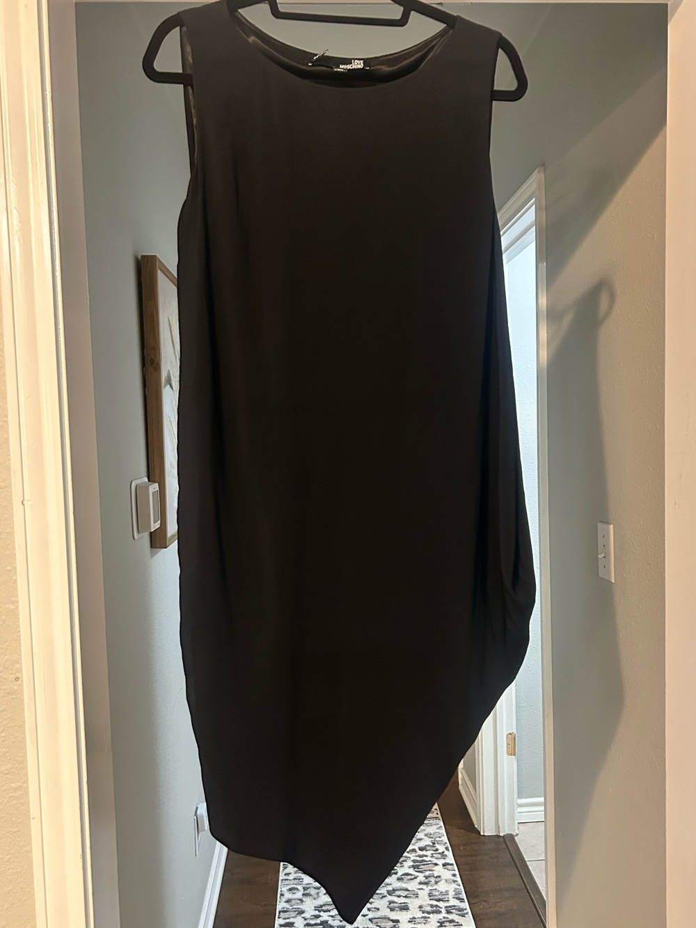 Love Moschino Black Sleeveless Draped Asymmetrical Hem Dress